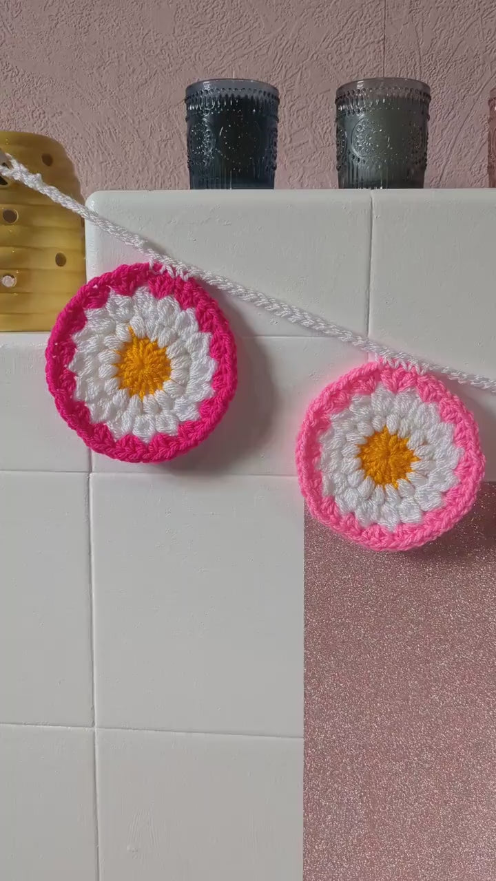 Wall Decorations -Handmade Flower Wall Art Garland Decor, Crochet Gifts for Living room decoration, Unique Handcrafted gift for all occasion